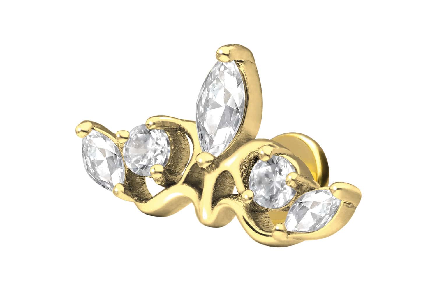 Titan Labret Piercing mit Innengewinde GOTISCHE KRONE